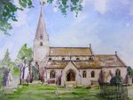 Detailed artwork of Bisley church by artist Jilly Cobbe