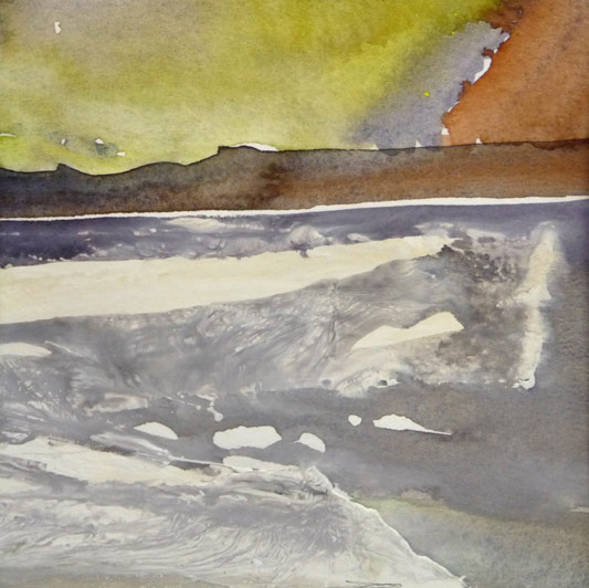 Abstract Landscape Painting inspired by the Estuary Waters at Arlingham by Artist Jilly Cobbe