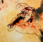 Ox in yellow ochre and burnt sienna by artist Jilly Cobbe