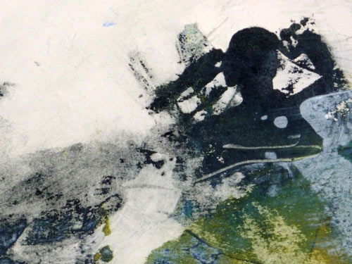 Abstract painting water and swimmer by artist Jilly Cobbe